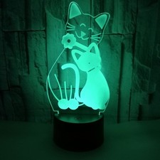 Cute Kitten 3D Lamp 7 Colors Changing LED Night Light Nightlight for Children