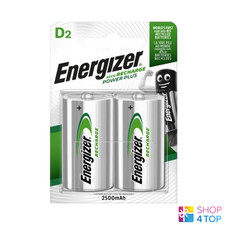 2x Energizer Power Plus D HR20 Rechargeable NiMH 1.2V 2500mAh Batteries