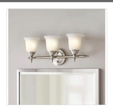 Hampton Bay Olgelthorpe 22in 3-Light Brushed Nickel Vanity Light Fixture NB39302