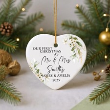 Our First Christmas As Mr Mrs Ornaments,Ceramic 2025 Christmas Ornament Gift