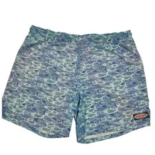 Vineyard Vines Men's Swim Trunks Blue Fish Print Drawstring L
