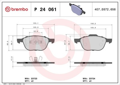 Brembo Bremsbelag Satz Bremsscheibe Scheibenbremse für Volvo V50 V40 Hatchback