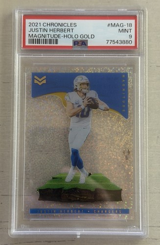 Justin Herbert [Holo Gold] #MAG-18 2021 Panini Chronicles Magnitude card