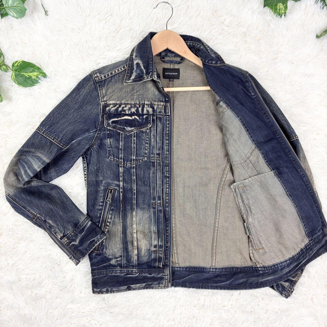 Vintage Style Hard Wash Denim Riders Jacket for Men