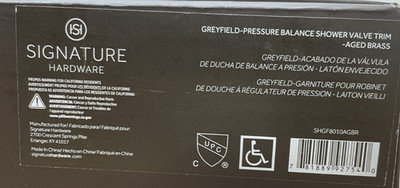 Signature Hardware SHGF8010AGBR Greyfield Pressure Balanced Valve Trim Only READ