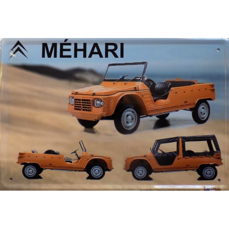 Plaque métal Mehari publicitaire rétro 20x30 cm relief bombé déco vintage