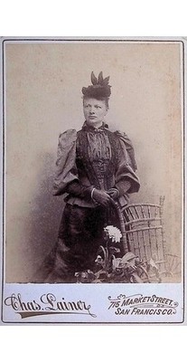 1890s SF Woman Photo Chas. Lainer Studio Market St. Elegant Dress & Hat