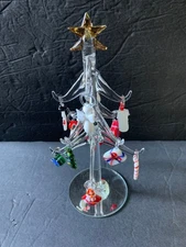 LS Arts Green Crystal Art Glass Christmas Tree With Removeable Ornaments XM-10