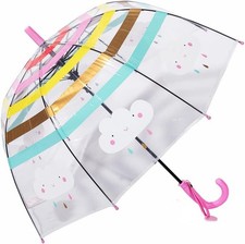 Blasenregenschirm Kinder Transparent Automatisch Ge&ouml;ffnet 8 Faserrippen Griff