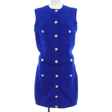 Chanel Cashmere Dress Blue Size 38 Chest 16.7 in Length 32.5 in