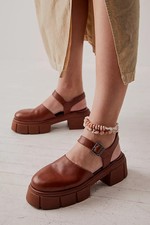 FREE PEOPLE WOMEN'S MILAN LEATHER MARY JANE CLOGS BROWN NIB EU 41 US 9.5