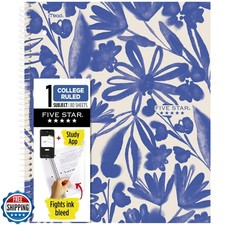 Five Star Spiral Notebook Study App, 1 Subject, College Ruled Paper, 8-1/2"
