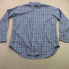 Ralph Lauren Shirt Mens Large Long Sleeve Button Front Plaid Classic Fit Blue