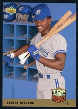 1993 Upper Deck Carlos Delgado #425 Top Rookie Prospect Card Toronto Blue Jays. rookie card picture