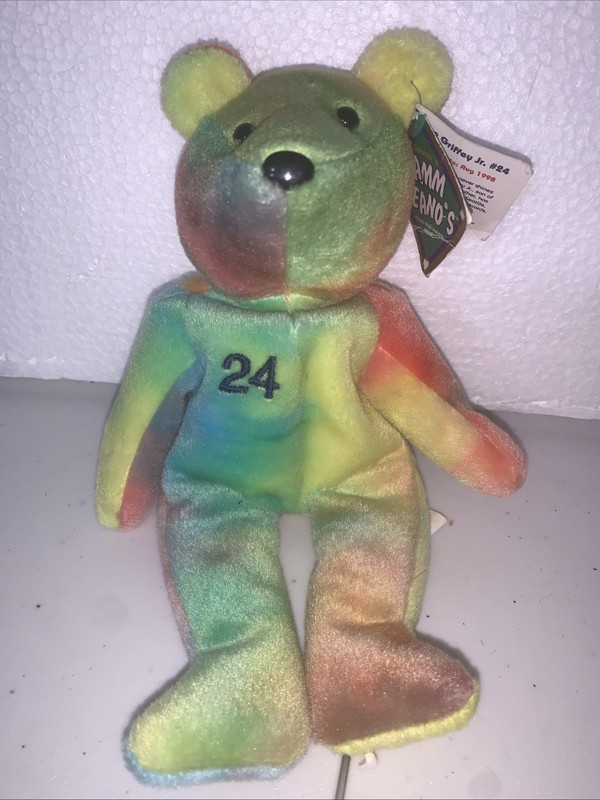 Ken Griffey Jr. 1998 Salvino's Bamm Beano's #24 Tie Dye Plush Beanie Bear W/tag