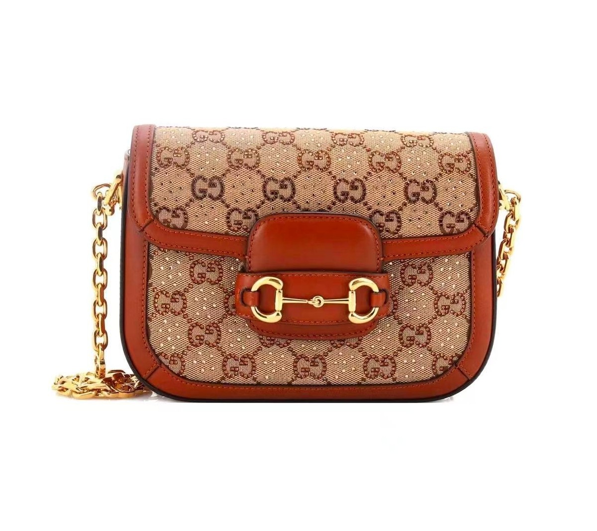 Gucci Horsebit 1955 GG Canvas Charisma Calfskin Crystal Monogram