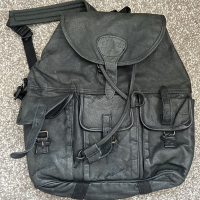 Vintage Black Leather Backpack Ecco Domanl- Timeless & Stylish