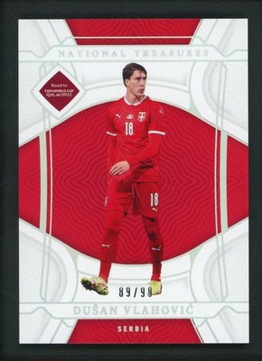 2022 DUSAN VLAHOVIC 89/99 PANINI NATIONAL TREASURES FIFA ROAD TO WORLD CUP