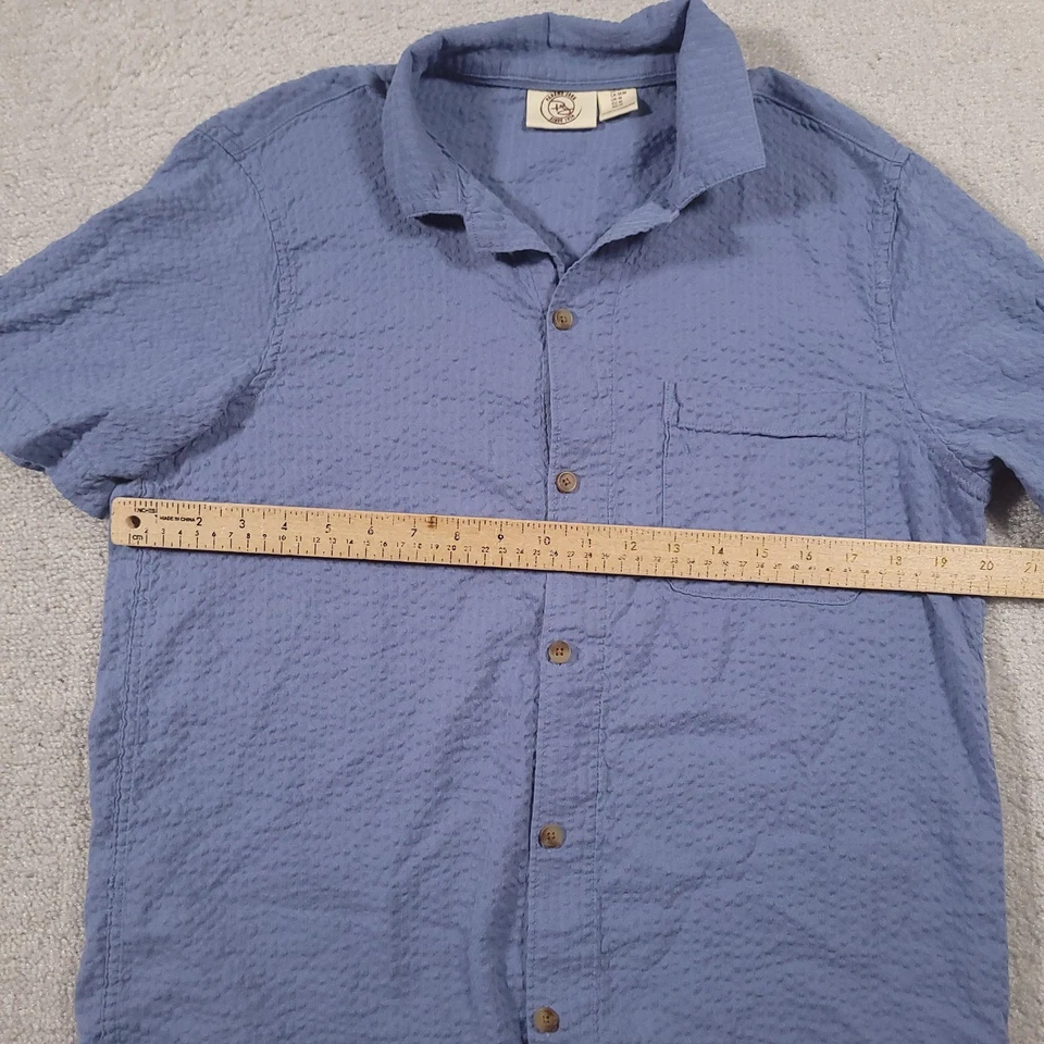 Panama Jack Shirt Mens Medium Blue Seersucker Short Sleeve Camp Collar Button Up - Image 4 of 4