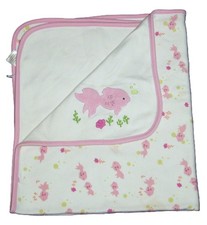 Gymboree Bloop Fish Baby Girl Blanket Pink White Cotton Security Lovey 2005