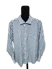 Peter Millar Men's Size XL Blue Multi-Color Check Button Up Long Sleeve Shirt