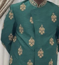 Mens Sherwani Indian Pakistani Large  Small Wedding Green Mehndi Party