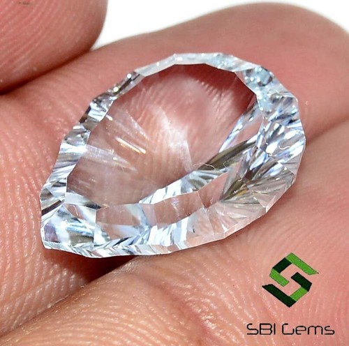 18x14 mm Natural White Topaz Fancy Oval Concave Cut 14.30 CTS Loose Gemstone - Picture 3 of 9