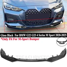 For BMW G22 G23 4 Series M Sport 2020-2025 CS Style Front Bumper Lip Gloss Black