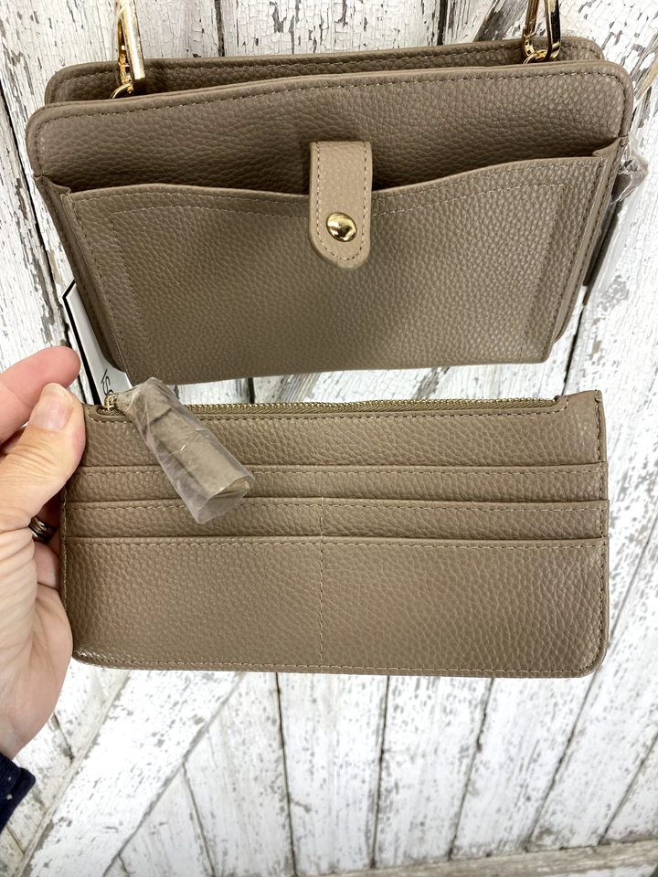 Bolso Bandolera o Muñequera Isabelle Cuero Vegano Pequeño Tostado Foto 3 de 4