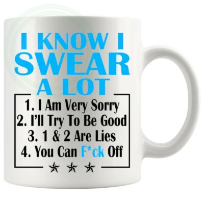Ich weiß, ich schwöre viel lustige Neuheit Geschenk Tasse in blau für den zwanghaften Schwänger