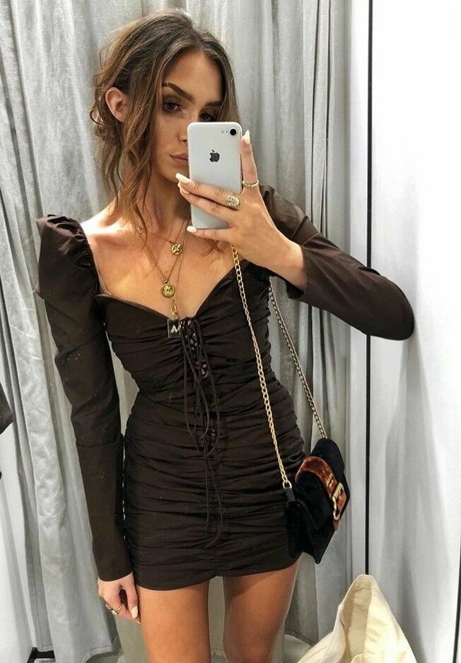 Robe Minuet Neuve Avec étiquette - Couleur Marron/noir - Taille L Manches Courtes - Style Fourreau