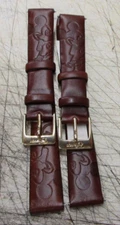 2 Disney Mickey Mouse NOS Unused Watch Band Leather W Gold Tone Buckle 14mm