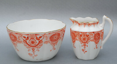 ANTIQUE FOLEY WILEMAN PRE-SHELLEY BERRY BOWL CREAMER SUNFLOWER LEAF 118299 6054