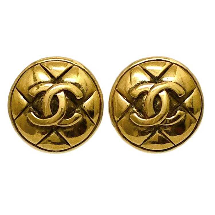 CHANEL Earrings Gold Coco Mark Good Condition Vintage GP  display picture 1
