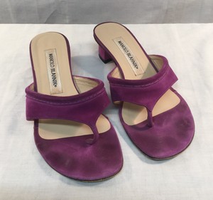 purple suede block heels