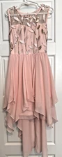 NWOT Amy Wear Pink Chiffon Layered Pink Sequins Mesh Girls Dress Size 7