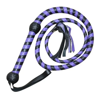 LEATHER PHOBIA Twin Pack 4-Feet Cowhide Bullwhip 12-Plait Handmade Heavy Duty Leather