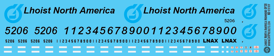 N Scale - Lhoist North America High Hood GP38 Locomotive Decals