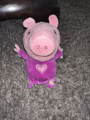 15” Peppa Pig Purple Heart Dress Plush 2022, Great Condition