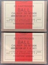 FRANKFORD ARSENAL PRE-WAR  CAL. .30  M1906  BALL NEW REPLICA 20 ROUND AMMO BOXES