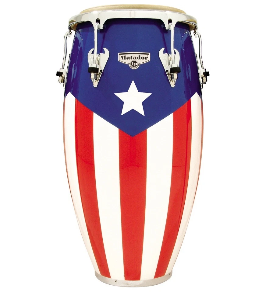 LATIN PERCUSSION LP Matador Puerto Rican Flag Conga Drum. Size 11-3/4” M752S-PR