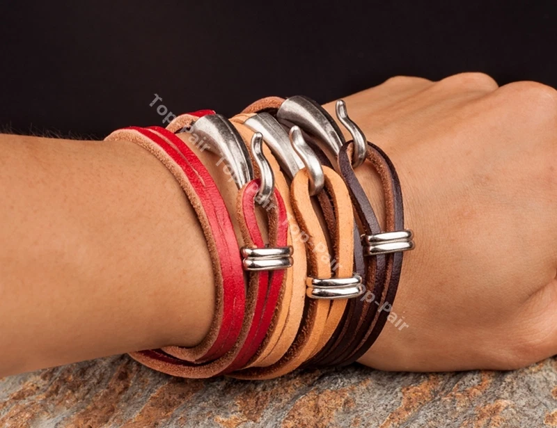 Mens leather bracelet ebay deals