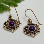 Scottish Thistle Gold Drop Earrings with Purple Stone - Celebrate Scotland