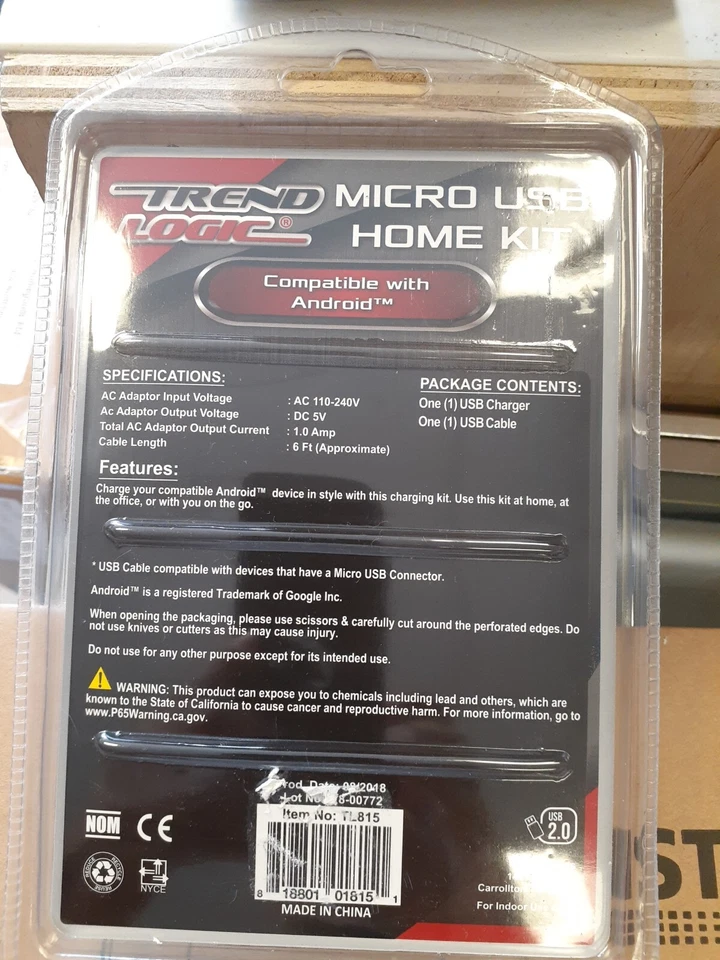 TREND LOGIC MICRO USB HOME CHARGER KIT 6FT METAL CABLE gold  - Image 2 of 4