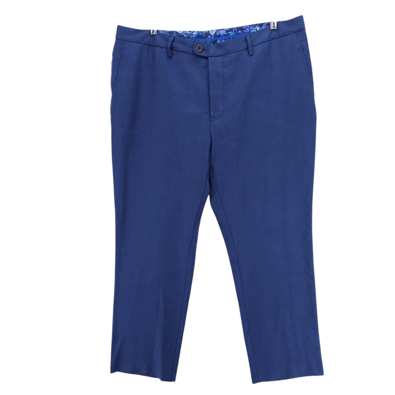 TOMMY BAHAMA Latigo Beach Linen-Blend Flat-Front Pants Navy Blue EUC Size 40x30