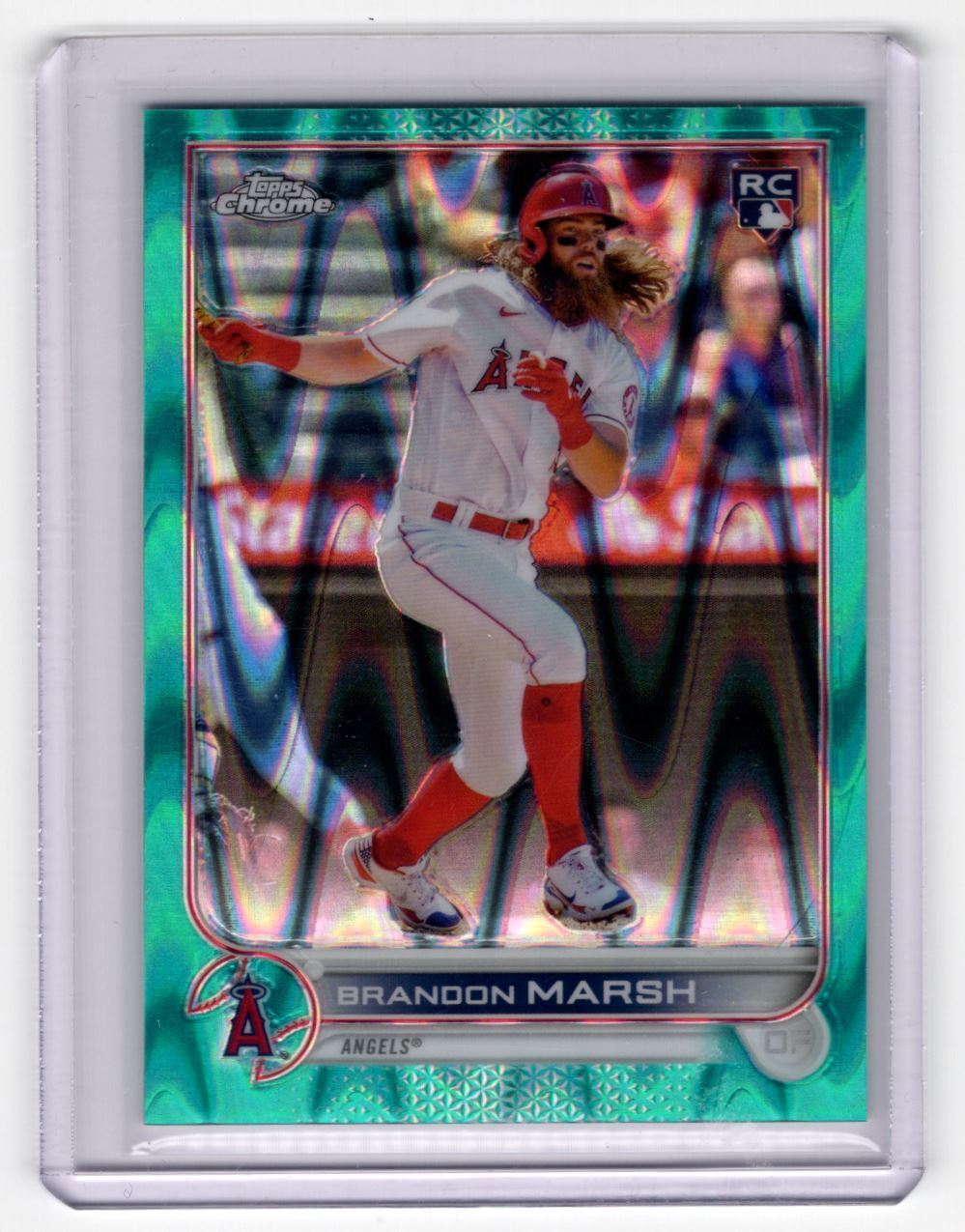 2022 Topps Chrome Sonic Aqua/Pink Pulse Refractor Brandon Marsh Rookie 065/199