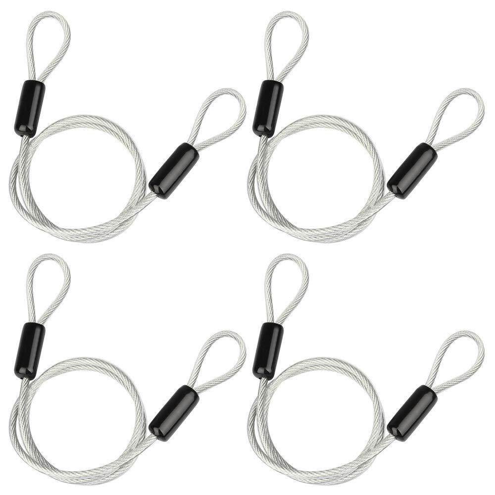 4 Pack 2-1/2 ft Cable Luggage Lock Safety Wire with Double Looped Ends ...