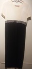 Used Size 7-8 Ivory & Navy Long Dress from Betsy’s Things, V-neck, empire waist — photo 1