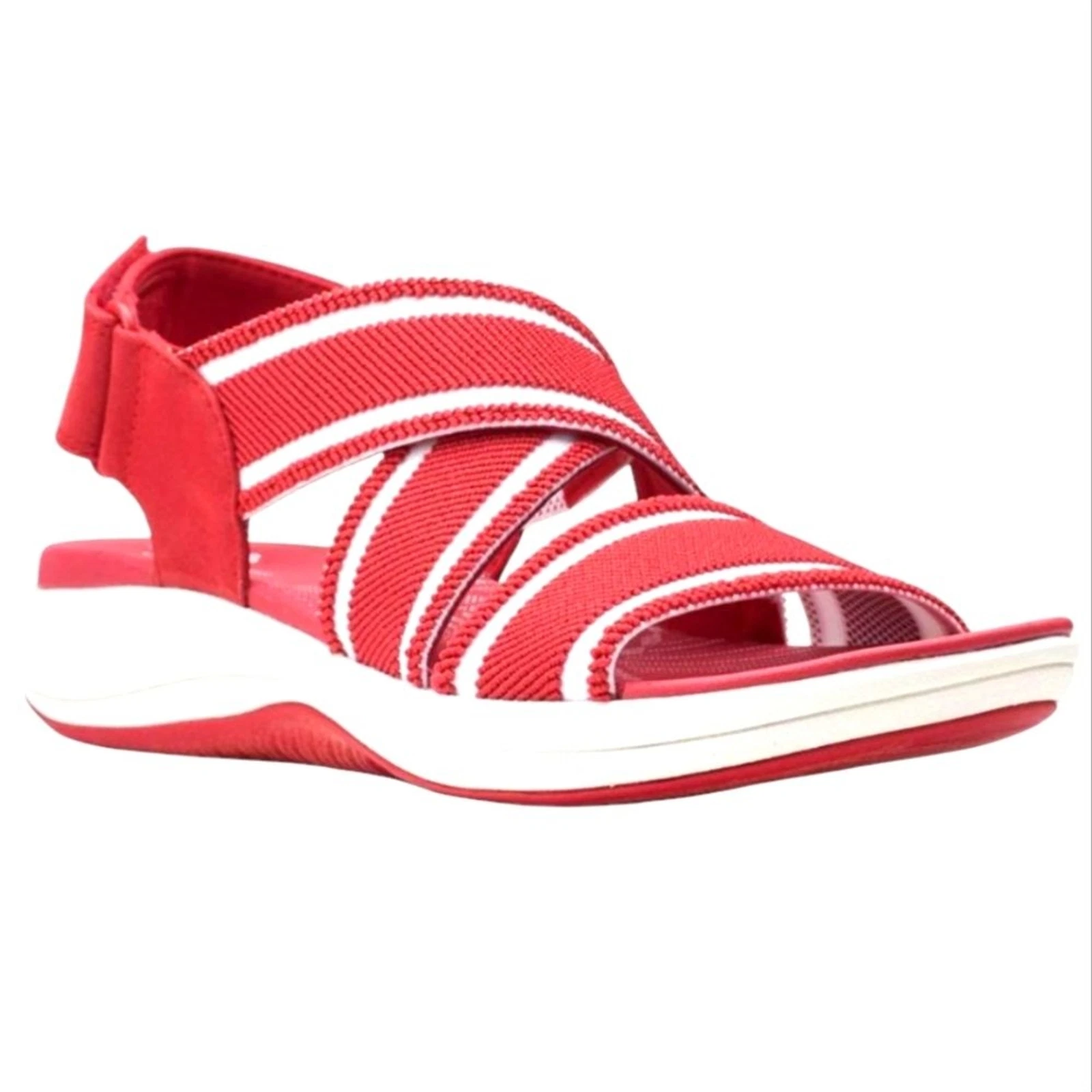 Sandali sportivi Clarks donna Cloudsteppers Mira Lily rosso combinato bianco slingback 10