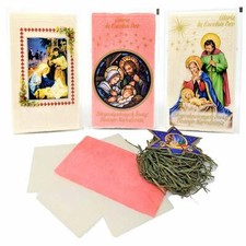 OPLATKI Set of 12 Large Polish White Christmas Wafers with Hay Oplatki Sianko 